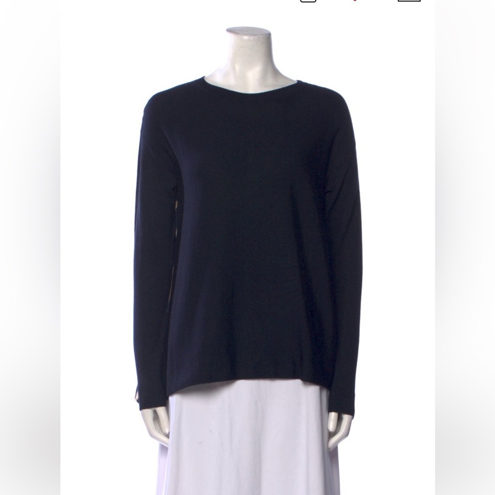 Women's Blue and cream striped sweater.